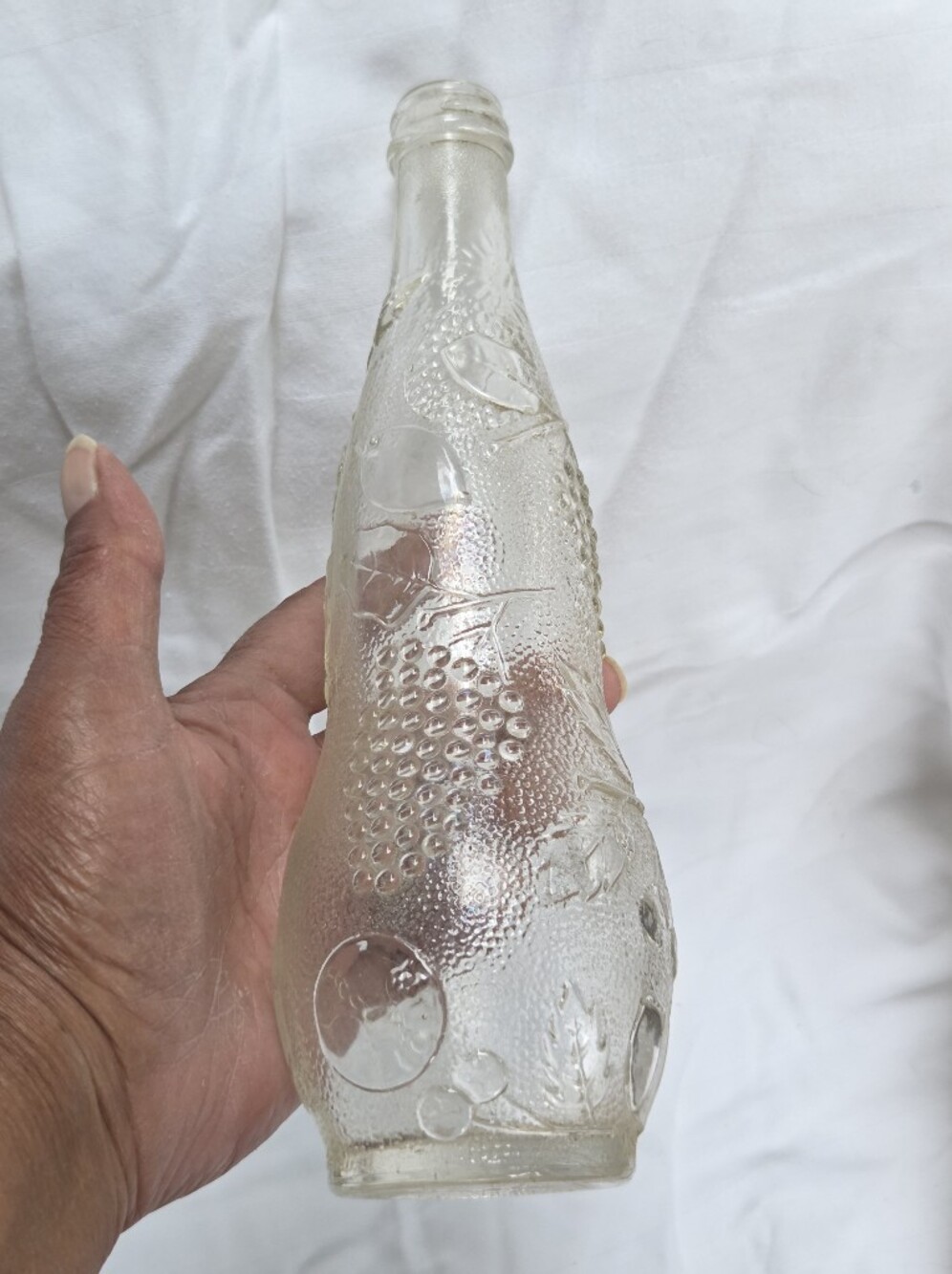 Vintage 40s Harry Horne Embossed Grape Soda Glass Bottle